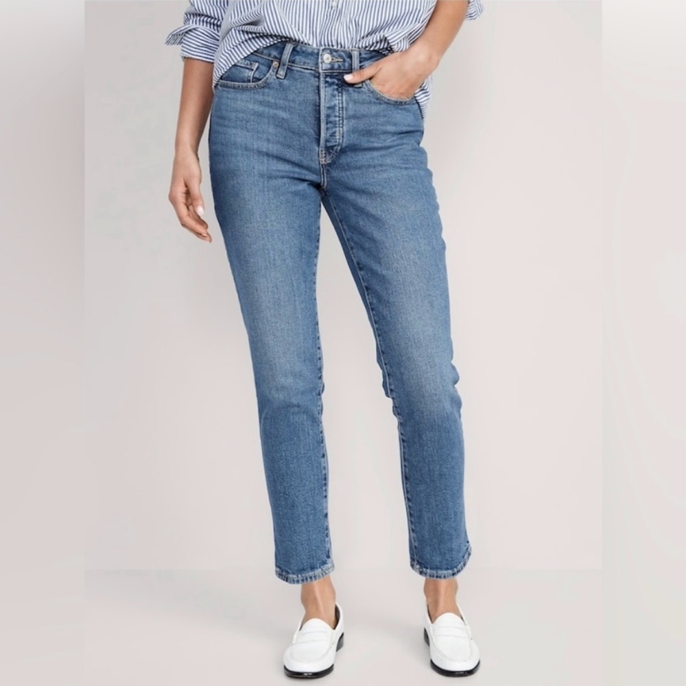 NWOT Old Navy High-Waisted Button-Fly OG Straight Ankle Jeans for Women